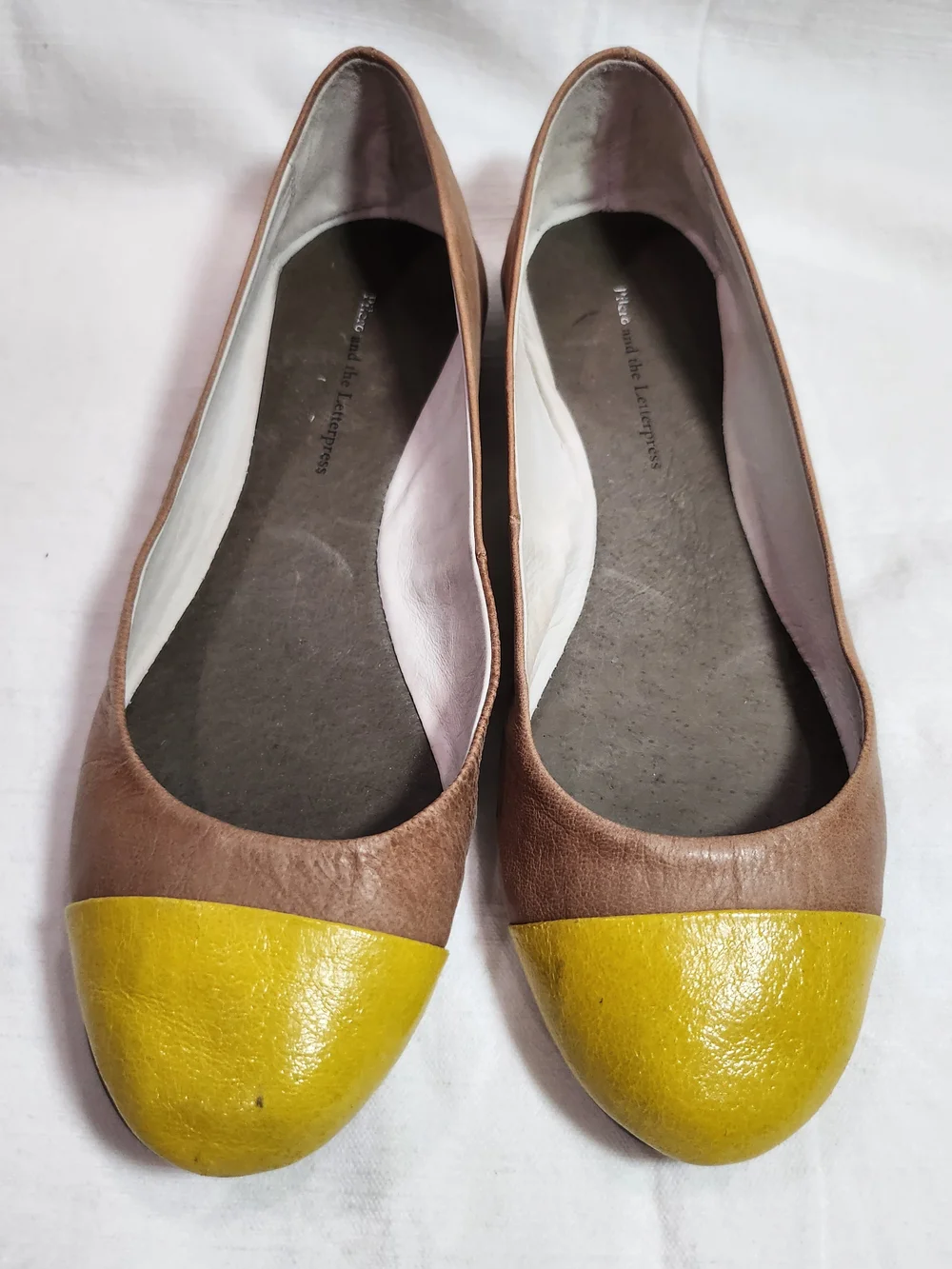 Pilcro and the Letterpress Tan Yellow Leather Cap Toe Ballet Flats Size 7M